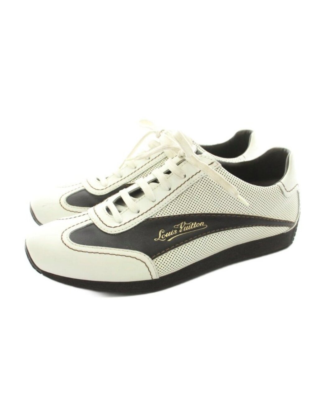 Louis Vuitton Sneakers Low Cut Perforated Leather Mesh 8 White KU - Picture 2 of 9